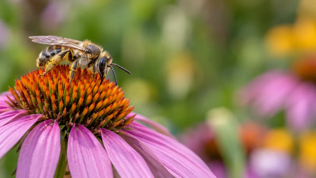 Petite abeille sauvage posée sur une fleur jaune